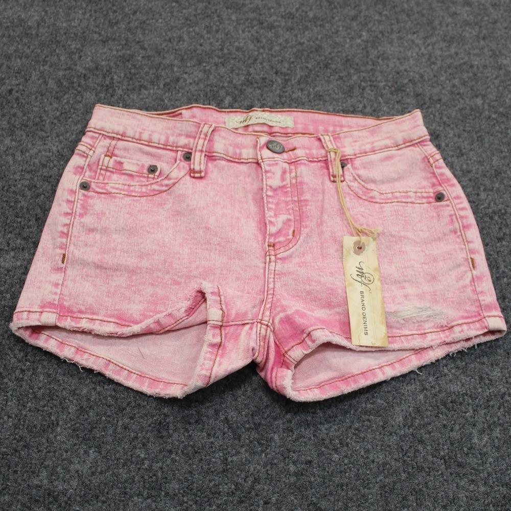 mff‎ Brand Denims Pink Acid Wash Distressed Denim Shorts Size 27 NWT